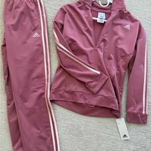 Adidas Rose Tracksuit with White Stripes